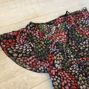 H&M Fall Print Hi Lo Dress Brown, Green, Red, Gold